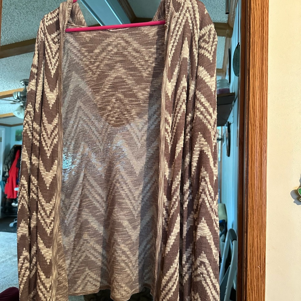 Maurices Brown and Cream Chevron Cardigan